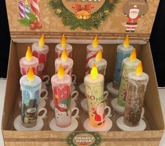 Leuchtende Kerzen-Weihnachtsdekoration im 12er-Verkaufsdisplay inkl. Batterie 15cm
