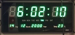 LED - Wanduhr mit Zahlen grÃ¼n quadratisch digital Uhr Datum Temperatur Alarm.(36x15cm) 3615#