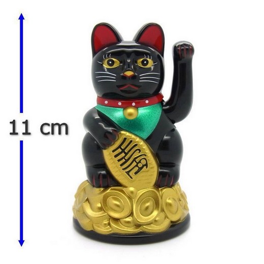 Lucky Cat (Battery Operated) Waving Cat Lucky Cat Maneki Neko 11cm MLY45 Black Cat