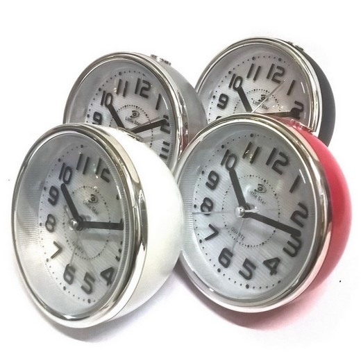 Travel alarm clockmm mit Motiv # 3134 round in different colours