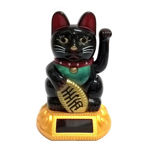 Lucky cat (solar powered) waving cat Lucky Cat Maneki Neko 12cm black (359)