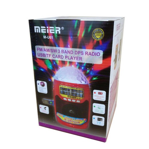 Radio Meier M-U61 USB/TF MP3 Player 3-Band FM/AM/SW mit Disco-Licht (farbig sortiert)
