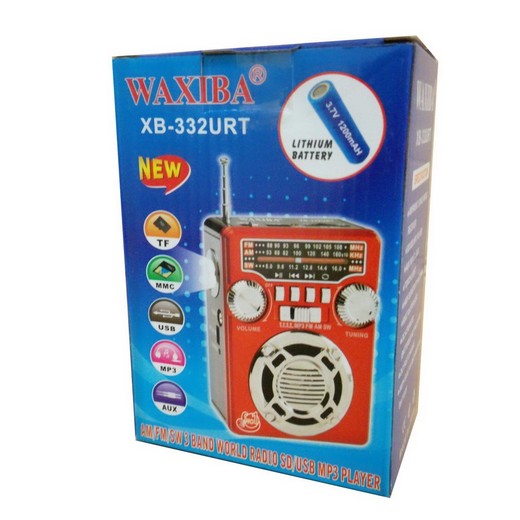 Radio WaxibaxB-332URT USB/SD/MP3/AUX/LED-Lampe/LCD-Uhr 3-Band AM/FM/SW1-3 (farbig sortiert)