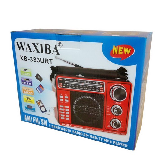 Radio WaxibaxB-383UR USB/SD/MP3/AUX/LED-Lampe/LCD-Uhr 3-Band AM/FM/SW1-3 (farbig sortiert)