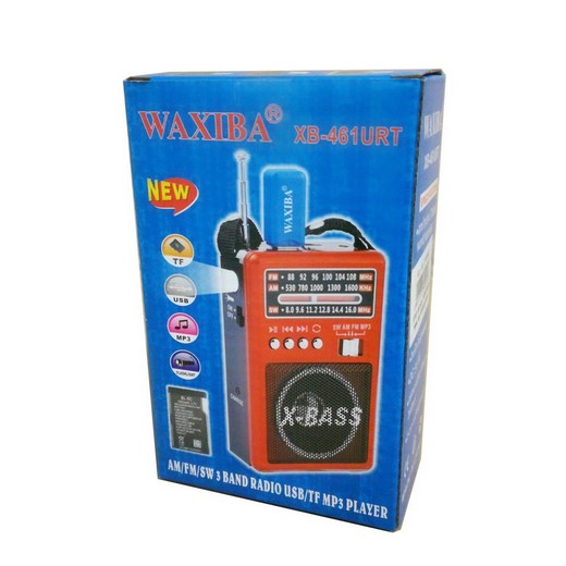 Radio WaxibaxB-461URT USB/SD/MP3/AUX/LED-Lampe/LCD-Uhr 3-Band AM/FM/SW1-3 (farbig sortiert)