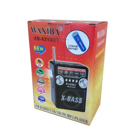 Radio WaxibaxB-631URT USB/SD/MP3/AUX/LED-Lampe/LCD-Uhr 3-Band AM/FM/SW1-3 (farbig sortiert)