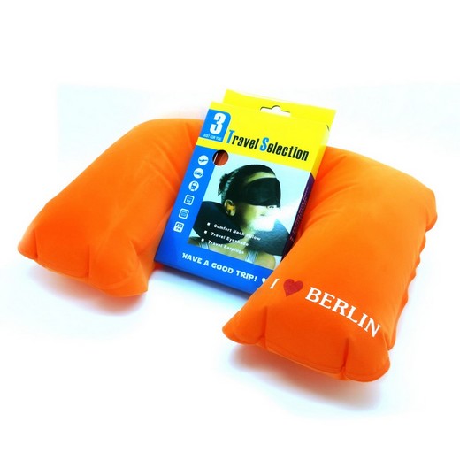 Reise-Set Nackenkissen mit Augenklappe und Ohrstöpsel (Orange)