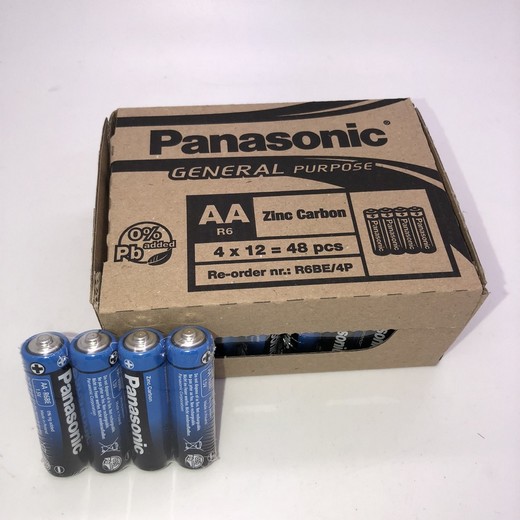 48x Panasonic R6 (AA) Zinc Carbon Batterie in Folie
