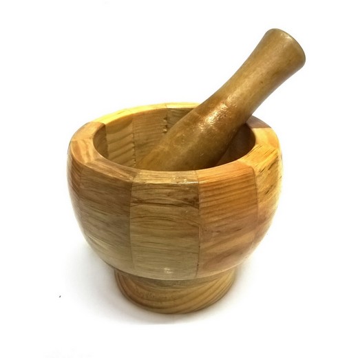 Wooden mortar with pestle 12x10 cm