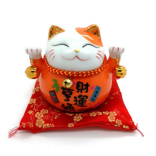 12cm Keramik-Winkekatze Glückskatze Lucky Cat Maneki Neko mit Spardose #131101