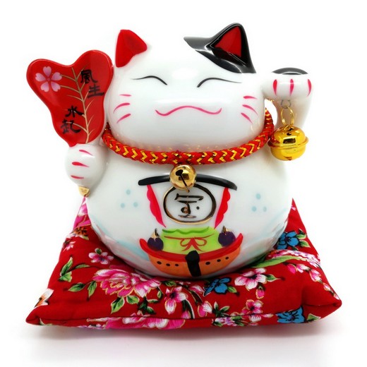 Ceramic waving cat Lucky Cat Maneki Neko (approx. 12cm) with money boxmm mit Motiv # 131097