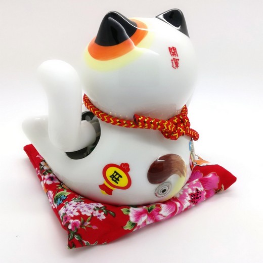 18cm Keramik-Winkekatze Glückskatze Lucky Cat Maneki Neko mit  Batterien #131105