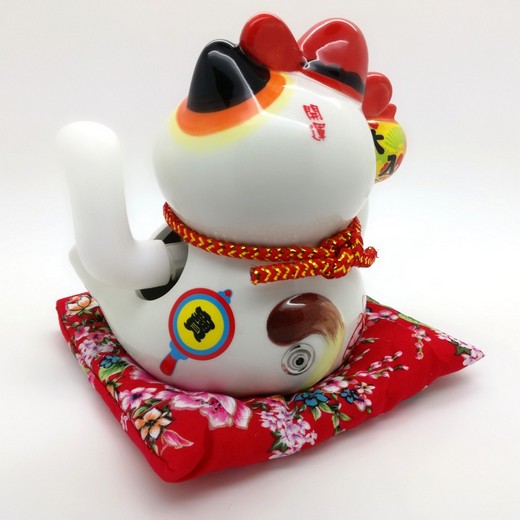 18cm Keramik-Winkekatze Glückskatze Lucky Cat Maneki Neko mit  Batterien#131106