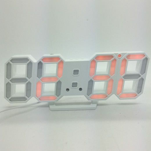 3D LED clock with alarm,  calendar and temperature display,  23x8 cm yellow lamp white