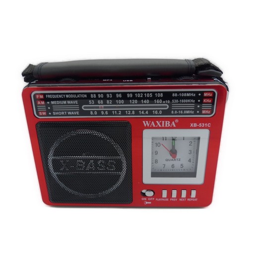 Radio WaxibaxB-531U USB/SD/MP3/AUX/LED-Lampe/LCD-Uhr 3-Band AM/FM/SW1-3 (farbig sortiert)
