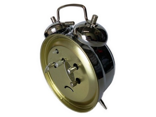 17cm Doppel-Glocken Wecker mechanisches Uhrwerk (Federwerk) in silber (817)