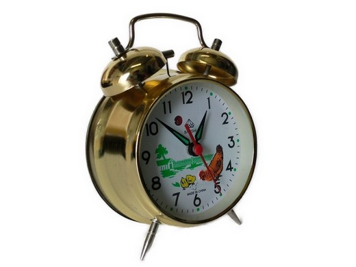 17cm Doppell-Glocken Wecker mechanisches Uhrwerk (Federwerk) in gold (817)