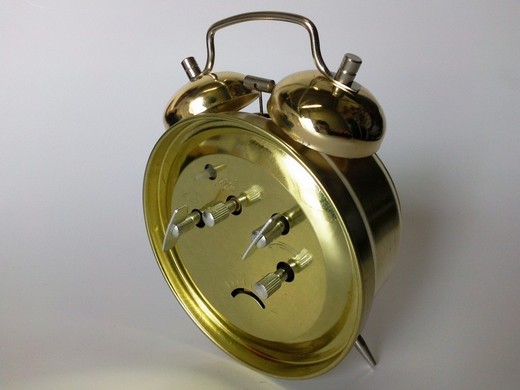 17cm Doppell-Glocken Wecker mechanisches Uhrwerk (Federwerk) in gold (817)