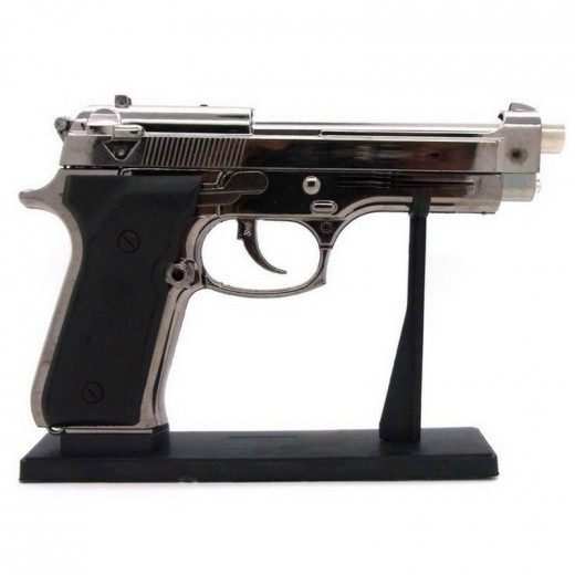 Deko 9mm Feuerzeug Pistole 22cmx 14cm mit Ständer