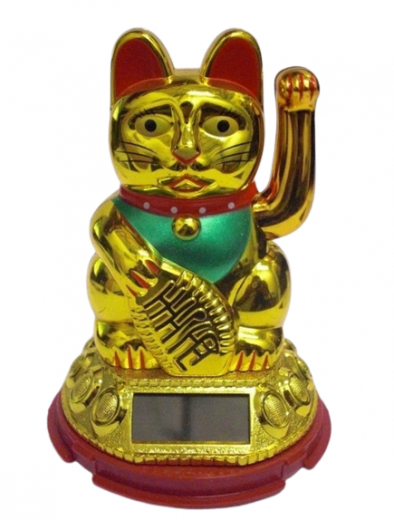 8cm Glückskatze (solarbetrieben) Winkekatze Lucky Cat Maneki Neko #gold