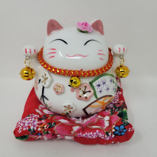 12cm Keramik-Winkekatze Glückskatze Lucky Cat Maneki Neko mit Spardose #131107