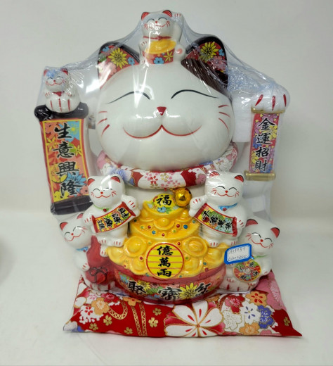 32cm Keramik-Winkekatze Glückskatze Lucky Cat Maneki Neko (neues Modell)