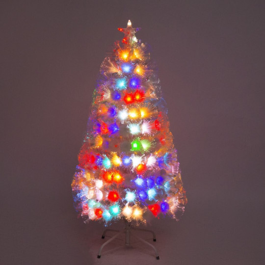 Weihnachtsbaum Schnee weiss Kiefer Mit LED Beleuchtet Weihnachtsbaum Bunte Lichter LED-Lichterketten Christbaum beleuchtet (90cm )