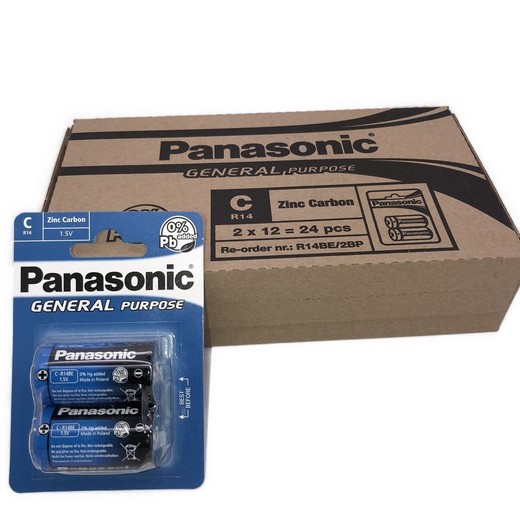 24x Panasonic R14 Zinc Carbon Battery