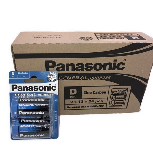 24x Panasonic R20 Zinc Carbon Batterie (D)