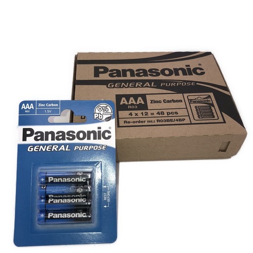 48x Panasonic R03 (AAA) Zinc Carbon Batterie in Blister