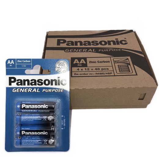 48x Panasonic R6 (AA) Zinc Carbon Batterie in Blister