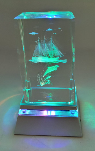Kristallglas mit 3D Innengravur 5x8mm