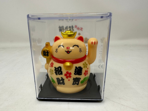 6 cm Glückskatze (solarbetrieben) Winkekatze Lucky Cat Maneki Neko #gelb 23066B