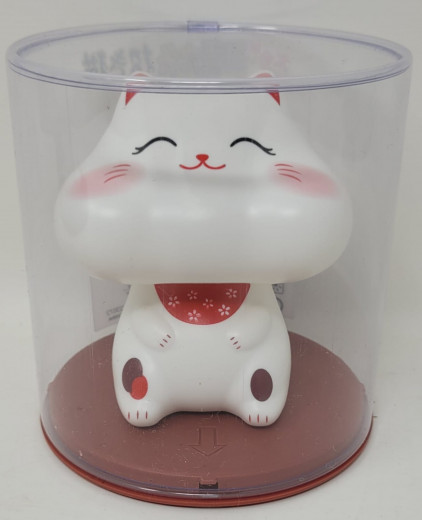 10cm Glückskatze (solarbetrieben) Winkekatze Lucky Cat Maneki Neko #Weiss