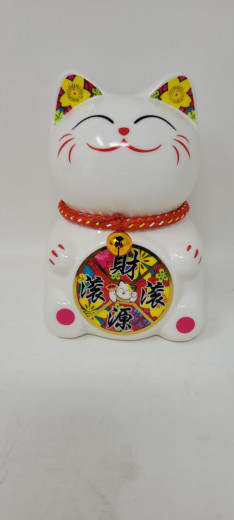 12cm Keramik-Winkekatze Glückskatze Lucky Cat Maneki Neko mit Spardose