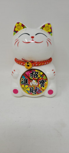 12cm Keramik-Winkekatze Glückskatze Lucky Cat Maneki Neko mit Spardose