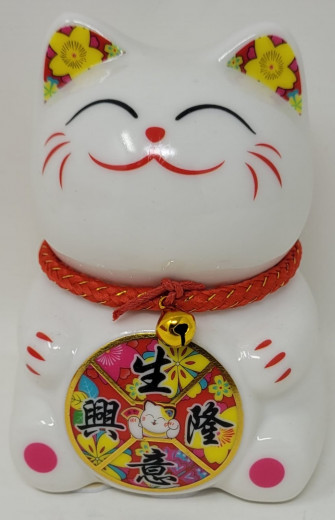 10cm Keramik-Winkekatze Glückskatze Lucky Cat Maneki Neko