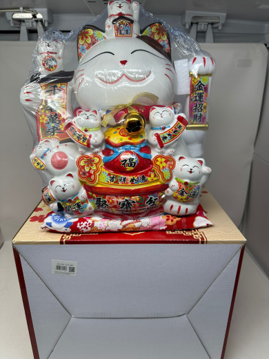 32cm Keramik-Winkekatze Glückskatze Lucky Cat Maneki Neko (neues Modell)