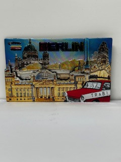 Weißblechen Kühlschrankmagnet 6x10cm mit Berlin-Motiv.