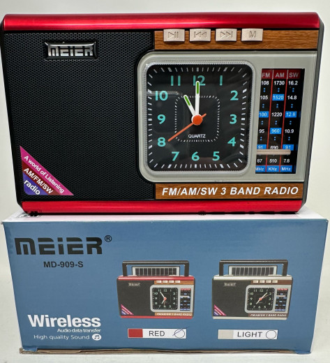 Radio Waxiba M-909BT-S mit Solar USB/SD/MP3/AUX/-Band AM/FM/SW1-3 (farbig sortiert)