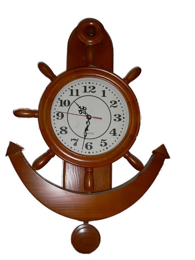 Steuerrad Uhr 9304 aus Holz hell 30cm