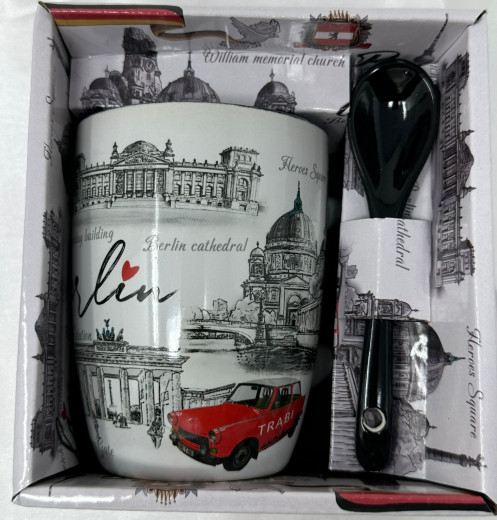 Porzellan Kaffeetasse mit Löffel