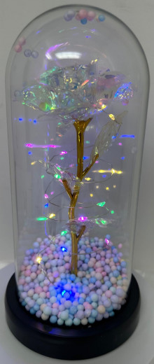 Glaskuppel LED-Lichter Kristallrose Blumen , bund farb (copy)