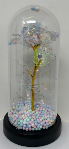Glaskuppel LED-Lichter Kristallrose Blumen , bund farb