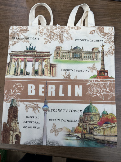 Baumwolltasche 38x42 cm mit Berline motiv.