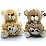 22cm Plüschbär mit Schleife und Plüsch-Herz mit Motiv #960