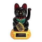 8cm Glückskatze (solarbetrieben) Winkekatze Lucky Cat Maneki Neko #schwarz
