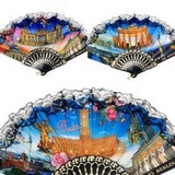 Handfächer Kunststoff mit Berlin-Motiv (schwarz)