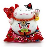 12cm Keramik-Winkekatze Glückskatze Lucky Cat Maneki Neko mit Spardose #131097