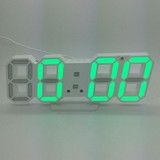 3D LED clock with alarm,  calendar and temperature display,  23x8 cm green lamp white
